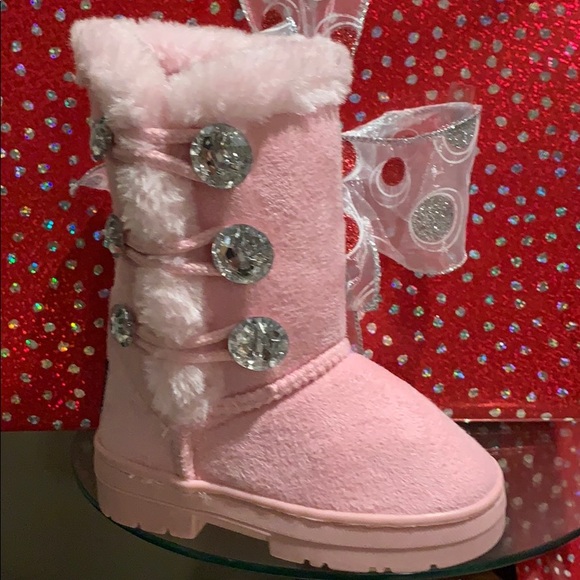 Bebe Toddler Girls Pink Rhinestone slip on boots - Picture 6 of 8